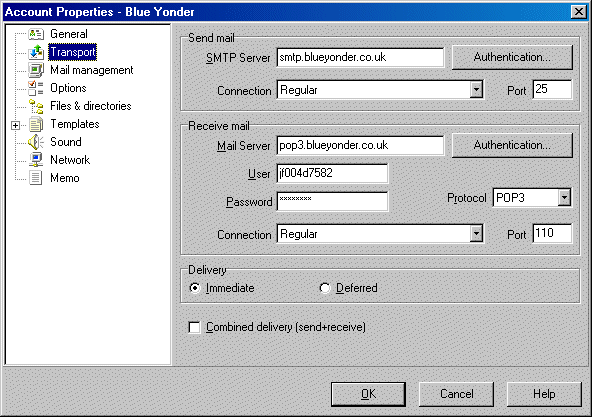 Account window